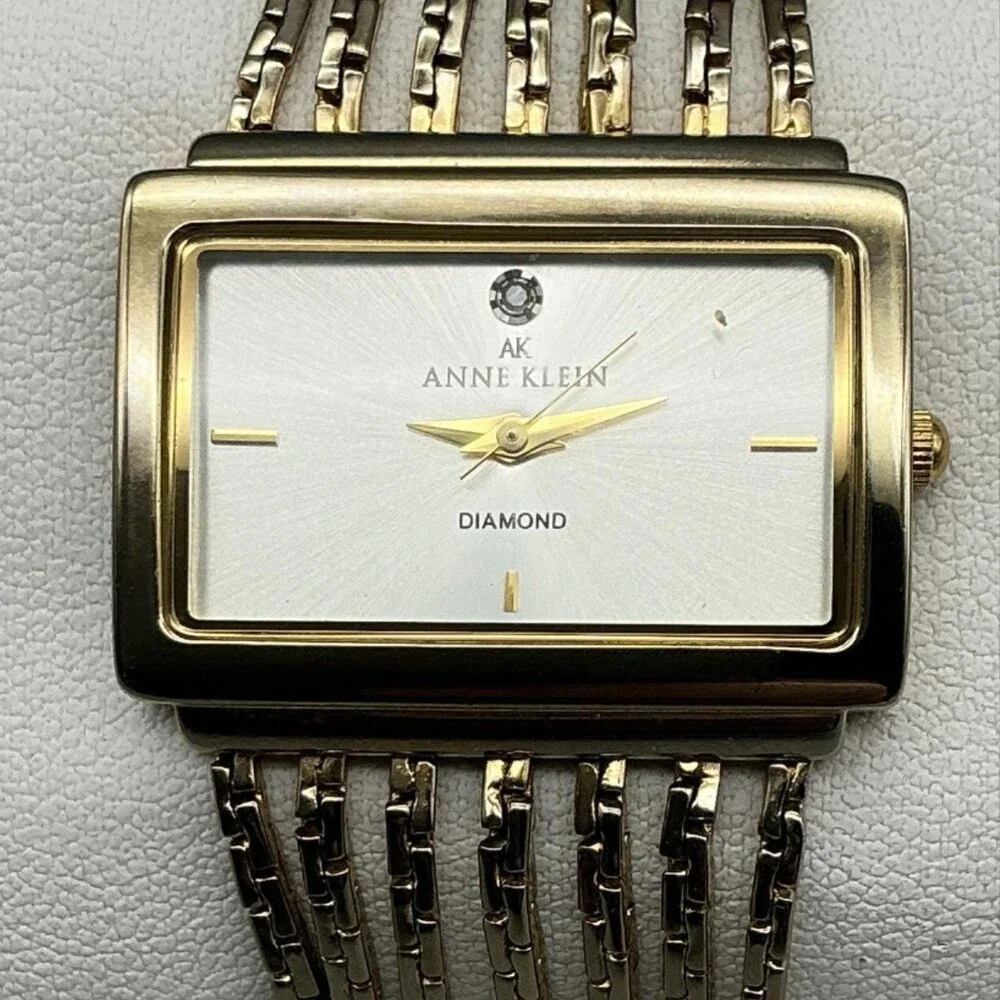 Anne Klein 10/7203 Womens Watch 29mm Gold Tone Diamond New Battery 6.25